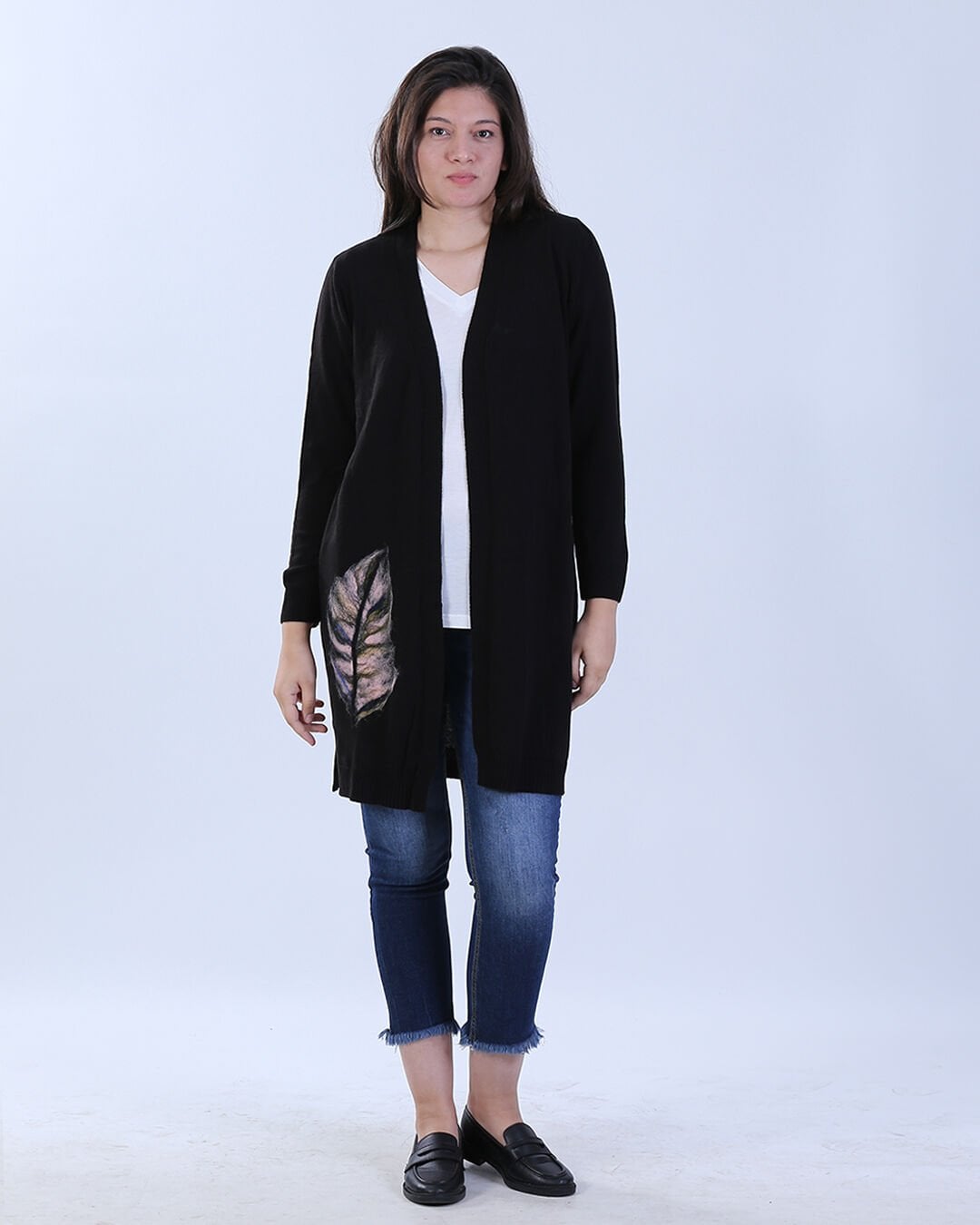 Özel Tasarım Keçe İşlemeli Uzun Hırka