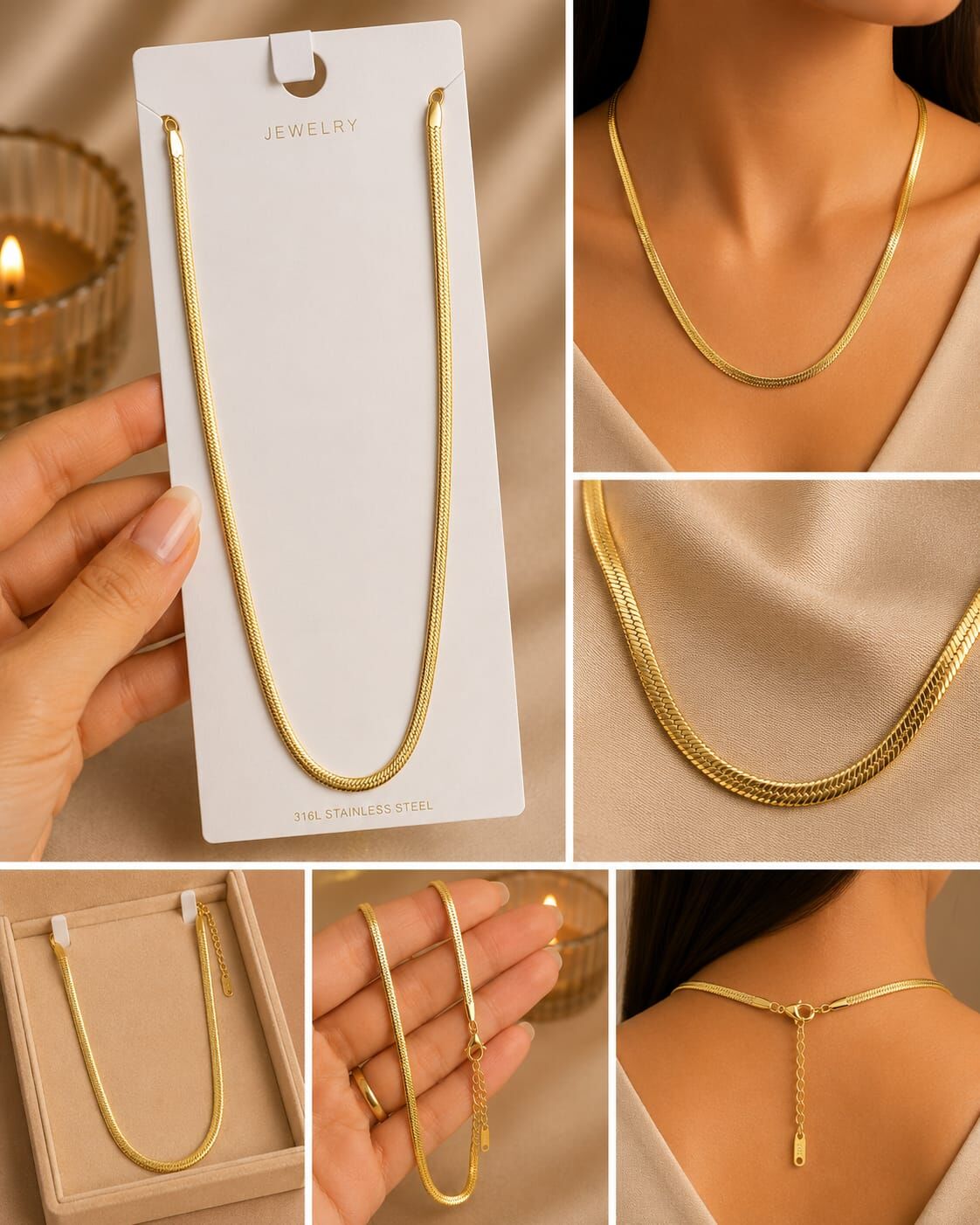 14K Gold Ezme Zincir Kolye