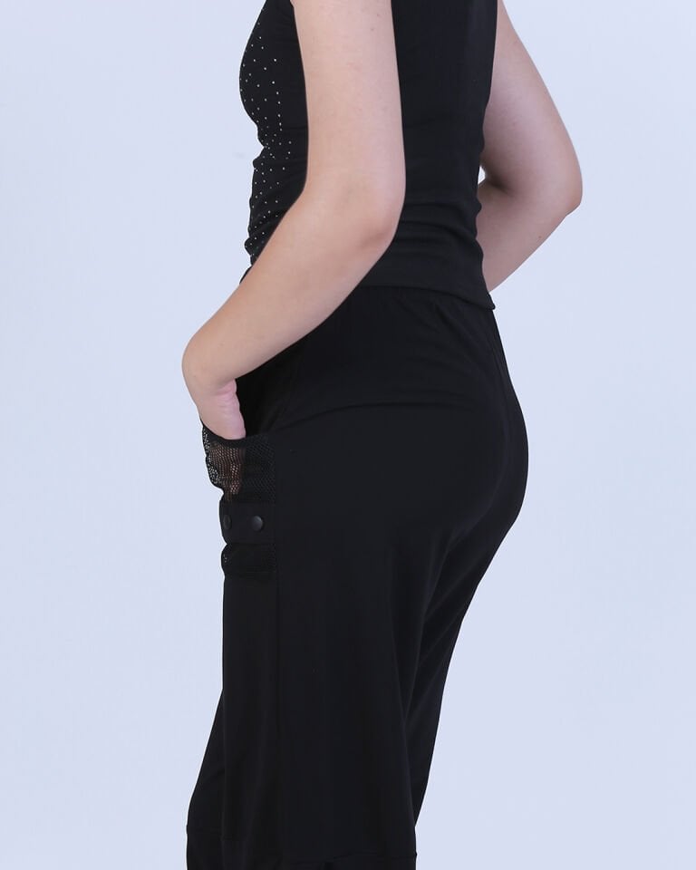 File Cep Detaylı Rahat Kesim Capri Pantolon