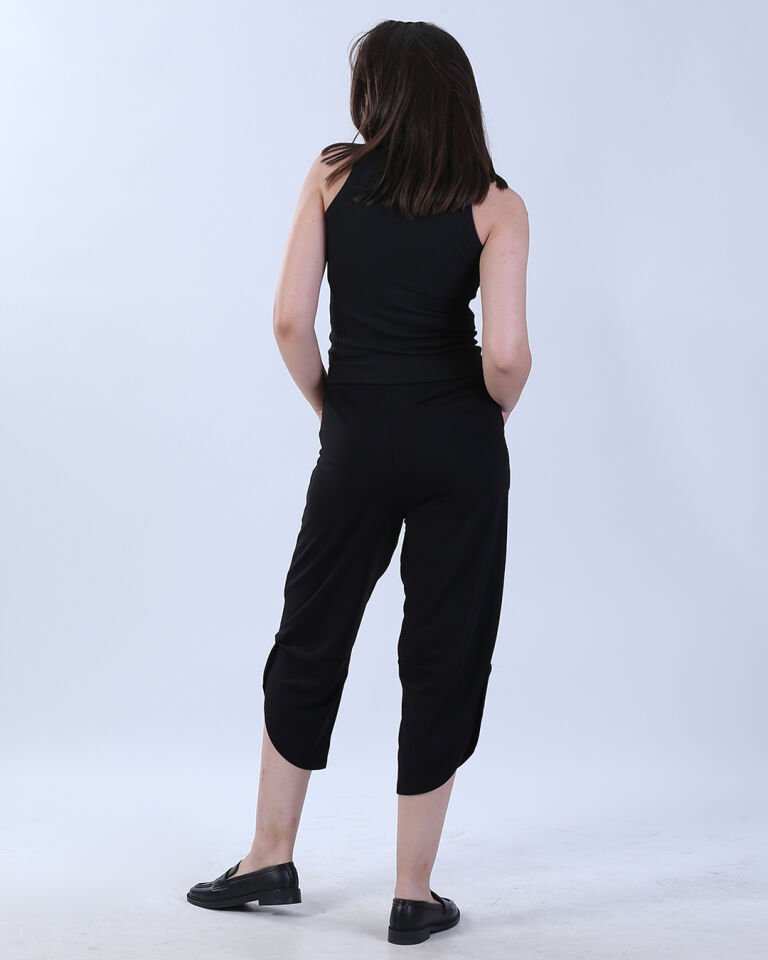 File Cep Detaylı Rahat Kesim Capri Pantolon