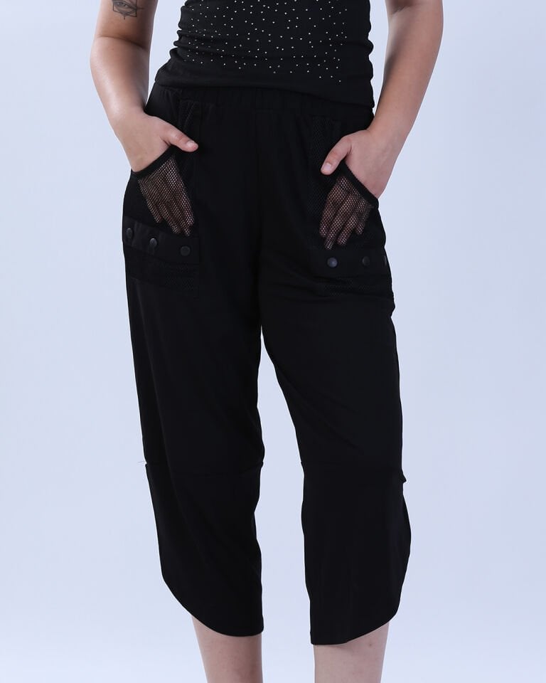 File Cep Detaylı Rahat Kesim Capri Pantolon