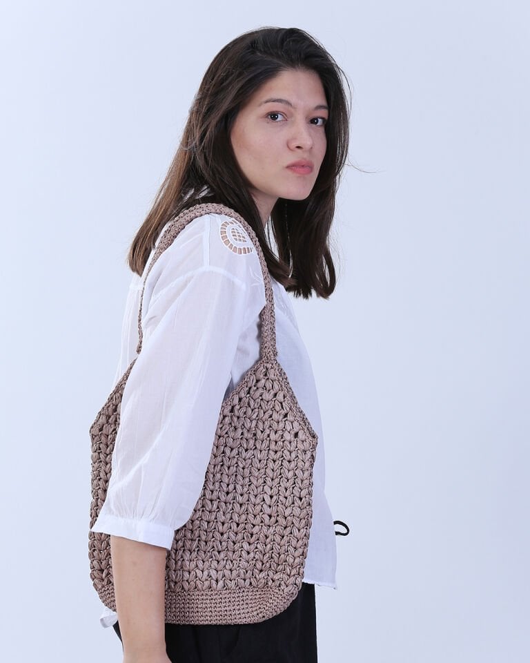 El Örgüsü Raffia Tote Çanta