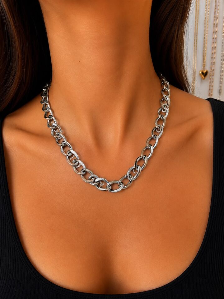 Silver Kalın Halka Zincir Kolye